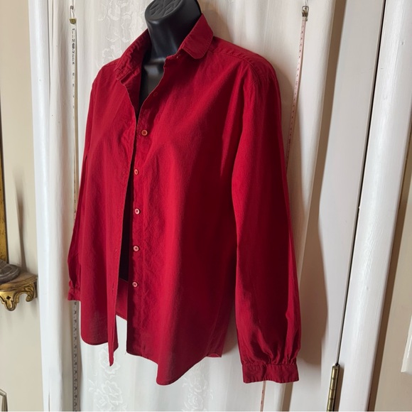 Vintage Women's Fenn Wright & Manson Red Button-Down Shirt - Picture 8 of 10